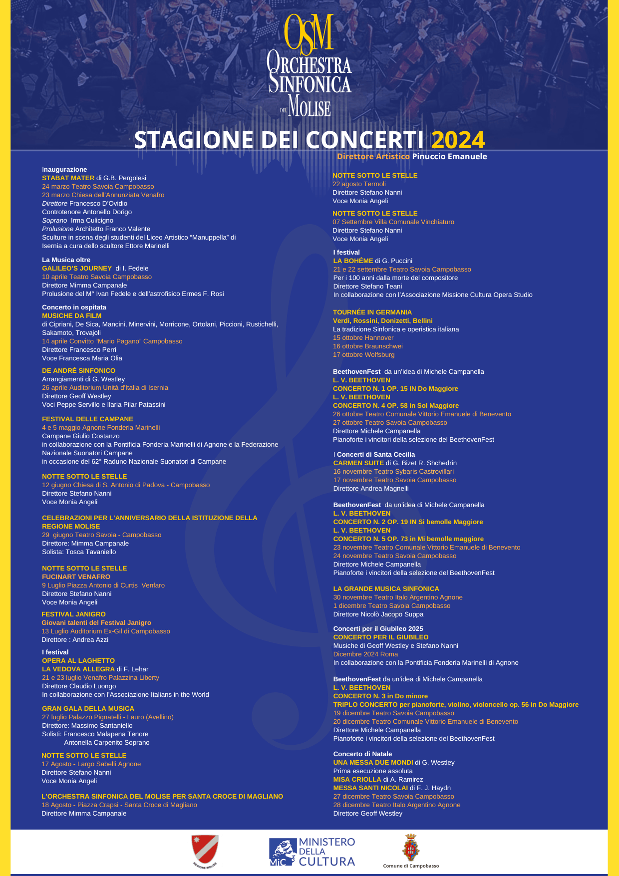 O.S.M. Stagione dei concerti 2024